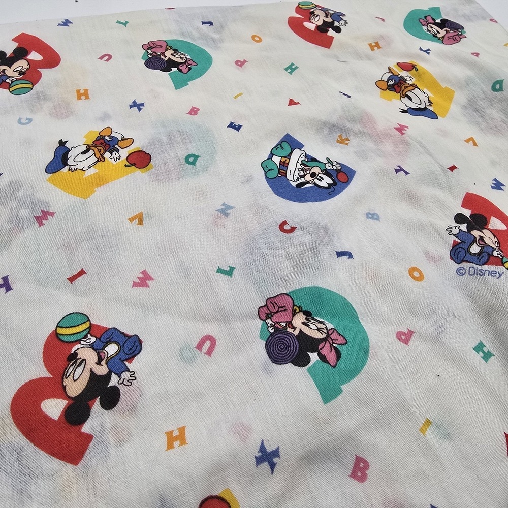 Vtg Dundee Disney Babies Crib Sheet "Baby's First ABC" Mickey Minnie Donald USA - Picture 2 of 5